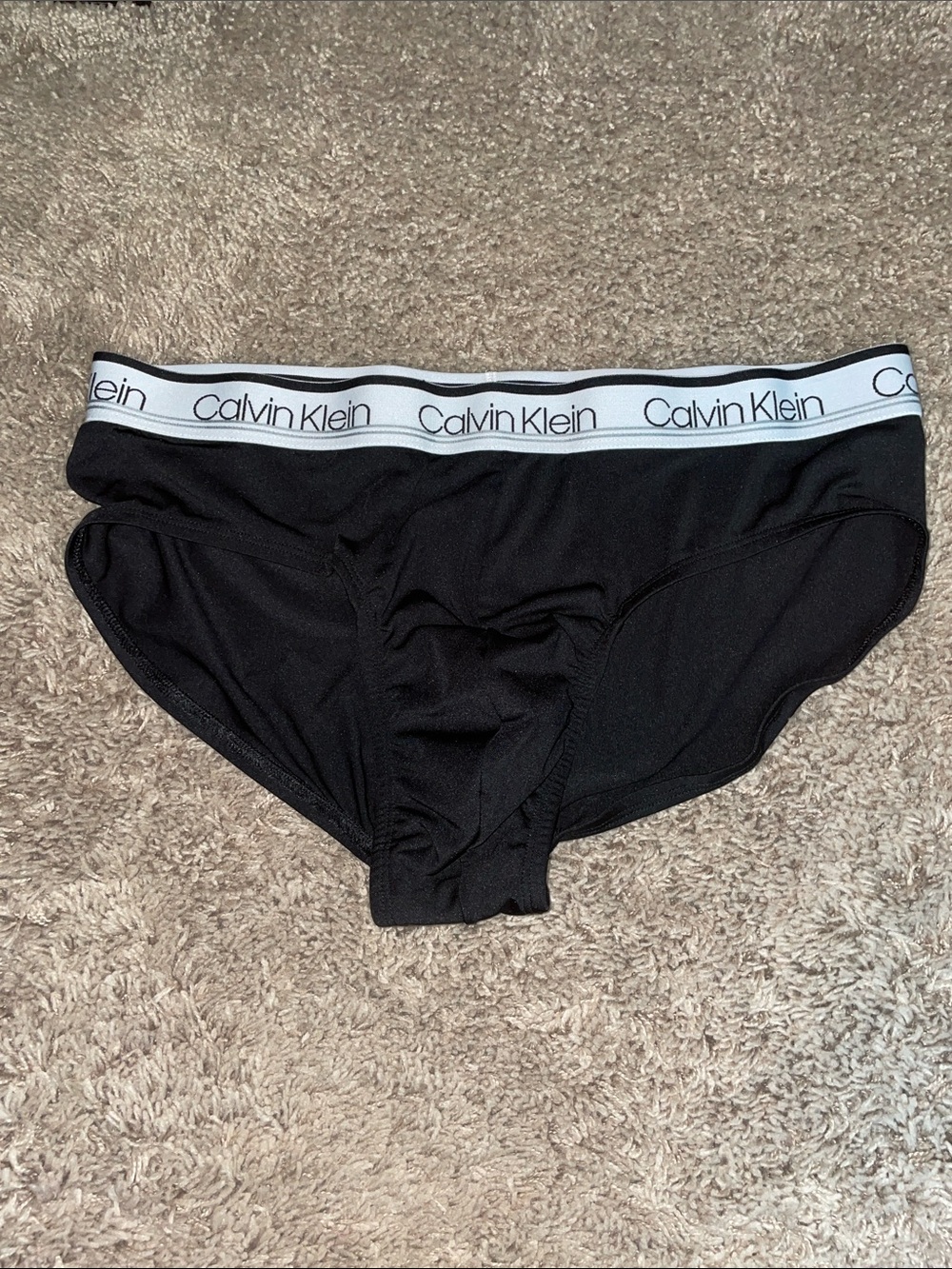 Gently worn Calvin Klein Black Briefs with White Logo Waistband size large